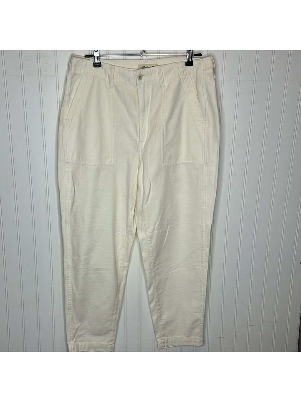 - Madewell Griff Creamy White Baggy Cargo Tapered Pants Size 29